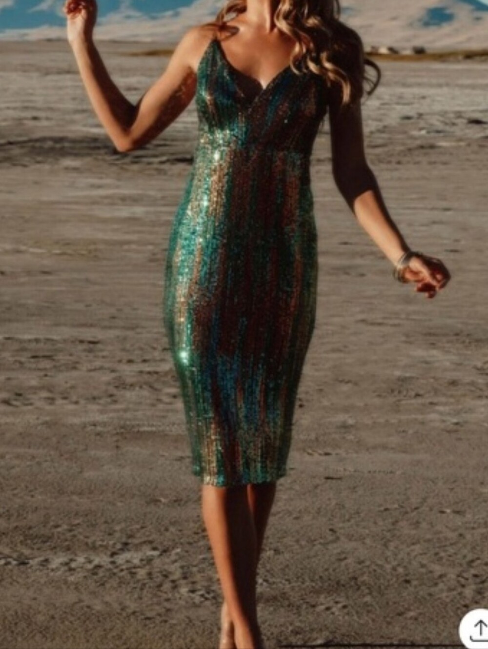 Baltic Born Green Sequin Midi Dress